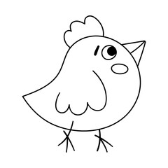 Vector black and white bird icon isolated on white background. Outline spring traditional symbol and design element. Cute animal with tuft illustration or coloring page for kids.
