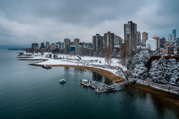 Vancouver beach in the snow 