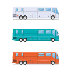 City bus vector template. Isolated passenger transport set on white background. Easy color change.