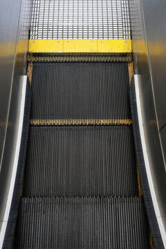 High angle view of moving escalator