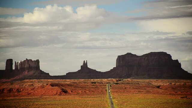 Monument Valley Daytime Time Lapse Highway in Arizona and Utah Southwest USA