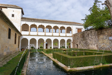 Obraz premium view of the Generalife Palace and grounds in the Alhambra Palace complex above Granada
