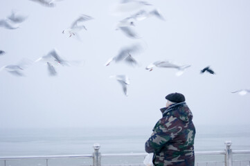 person looking at sea