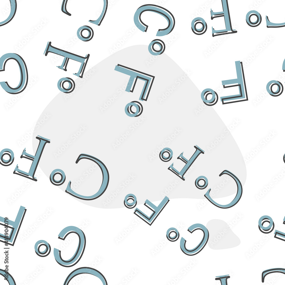 Poster a vector image of the abbreviation celsius and fahrenheit. degree icon cartoon style on seamless pat