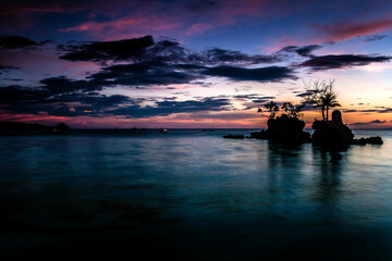 Summer getaway destination in the Philippines. White sands and turquoise colored sea in Boracay...