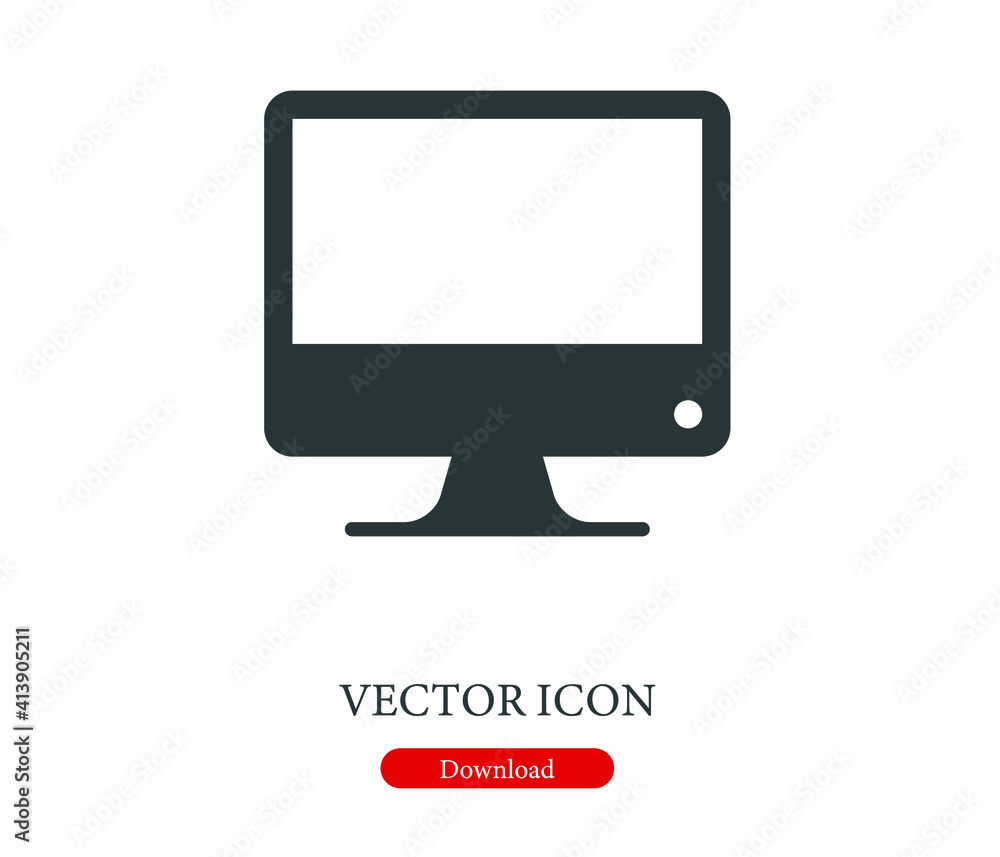Poster computer monitor vector icon. editable stroke. linear symbol for use on web design and mobile apps, 