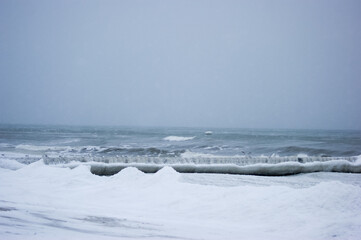 waves on the beach winter baltic sea