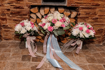 Bouquet of the bride and bridesmaids of the bride