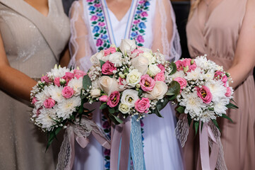 Bouquet of the bride and bridesmaids of the bride
