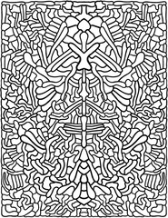 Abstract black and white coloring illustration - fancy symmetrical mosaic