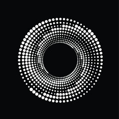 Halftone dots in circle form. round logo . vector dotted frame . design element