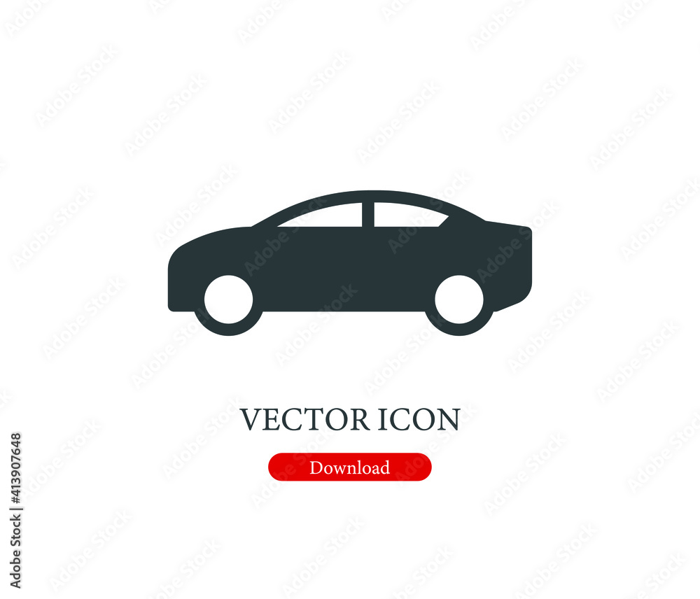 Poster car vector icon.  Editable stroke. Linear symbol for use on web design and mobile apps, logo. Symbol illustration. Pixel vector graphics - Vector