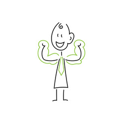 Strichfigur mit Krawatte ist stark, kräftig