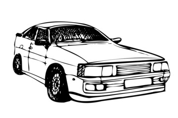 Hand drawn car sketch. Car abstract vector design concept. View of hand drawn car model.