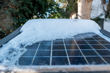 Solar cells covered with snow