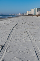 tire marks on the beach