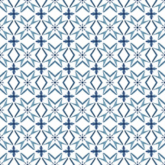 Fototapeta premium Watercolor seamless patterns in Azulejo style - Portugal painting style Hand painted digital paper in different shades of blue. Scrapbook, wrapping paper, wall paper, textile & fabric design
