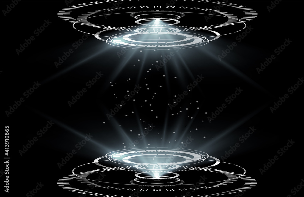 Poster futuristic circle vector hud, gui, ui interface screen design. abstract style on blue background. ab