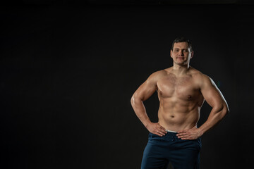 Man hands on waist bare torso Young male adult fashion, torso Happiness content, elegance...