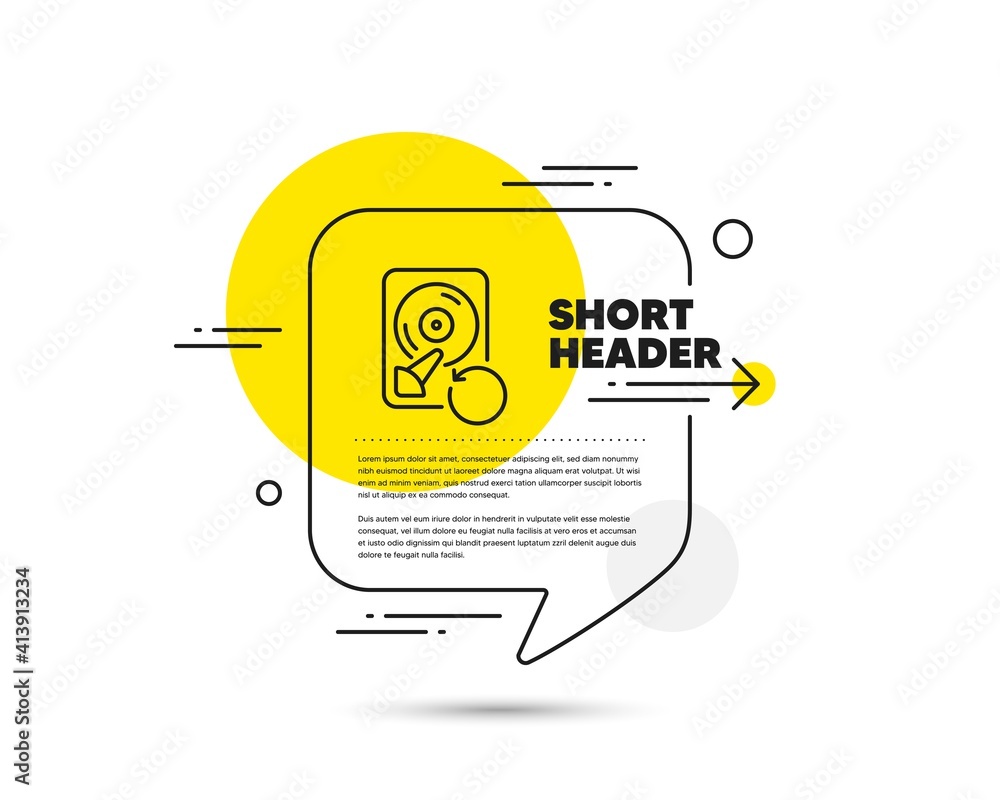 Aufkleber recovery hdd line icon. speech bubble vector concept. backup data sign. restore information symbol. 