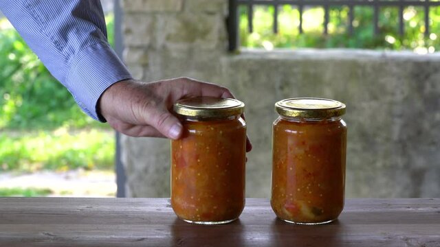 Homemade mixed vegetable (G&uuml;ve&ccedil;) on outdoor table - (4K)
