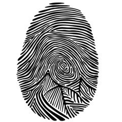 Fingerabdruck mit erkennbaren Bergen. Verwendbar f&uuml;r Logos, Plakate oder Sozial Media. Ver&auml;nderbare Vektor Datei, kann nach belieben angepasst und ver&auml;ndert werden.