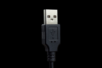 usb cable on black background