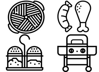 Restaurant icons set. set of 16 restaurant outline icons such as restaurant table, fork and spoon, cocktail, clean wine glass, taco, take away food, pasta and wine glass
