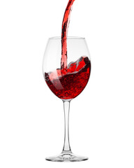 red Wine in glass isolated on white background, full depth of field, clipping path