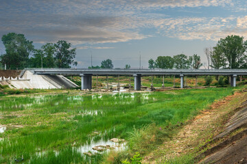 Automobile bridge over the Abin River in the city of Abinsk
