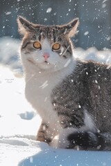 cat on the snow