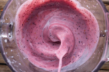 Blender Top View Whips Berries Raspberries Blueberries Cooking Smoothie Cocktail Healthy Food