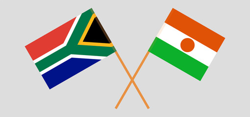 Crossed flags of Republic of South Africa and the Niger