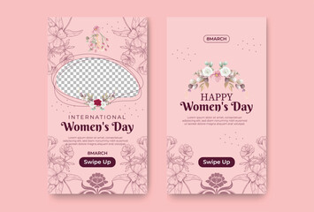 International women's day social stories collection, Happy Women's Day, Social media post templates for international women's day