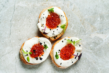 canape with caviar and herbs
