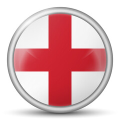 Fototapeta premium Glass light ball with flag of England. Round sphere, template icon. English national symbol. Glossy realistic ball, 3D abstract vector illustration highlighted on a white background. Big bubble.