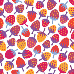 Seamless pattern with bright multicolored strawberry