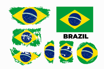 Flag of Brazil on white background. Vector illustration in trendy flat style