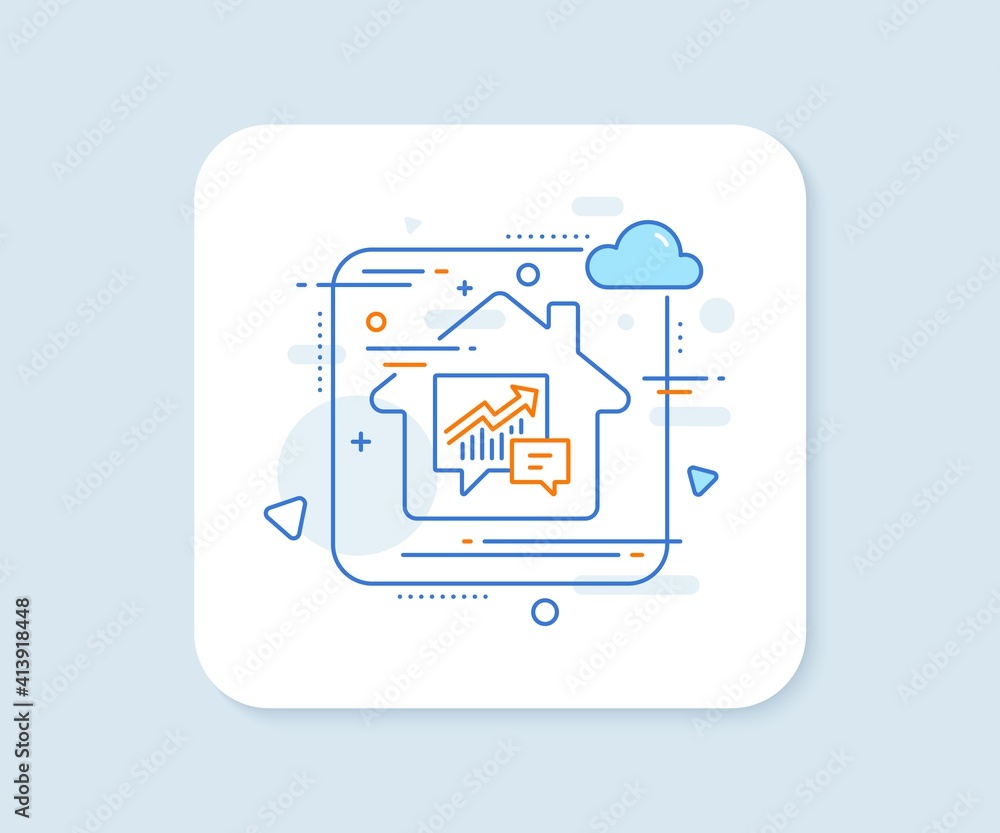 Poster chart line icon. abstract vector button. report graph or sales growth sign in speech bubble. analysi