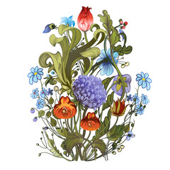 Bright bouquet of garden flowers