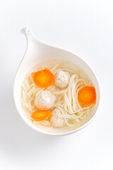 soup with meatballs and carrot