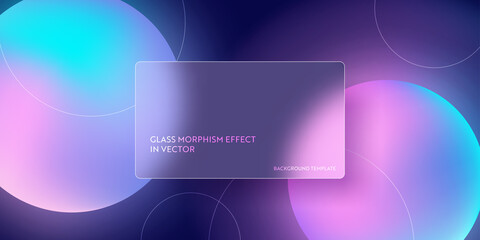 Colorful fluid gradient background with glass morphism. Vector template futuristic trendy design Banner - 413919426