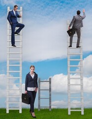 Concept of inequal career opportunities between man woman