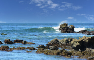 Fototapeta na wymiar Rocky Laguna Beach Coastline below Heisler Park.