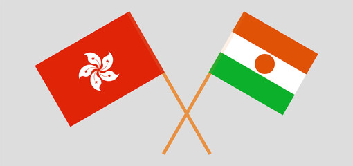 Crossed flags of Hong Kong and the Niger