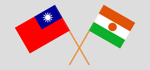 Crossed flags of Taiwan and the Niger