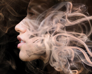 A double exposure creating a visual illusion