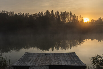 misty morning on the lake
