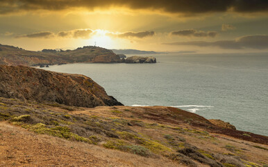 Great view of the California coastline, beautiful landscape, bright colors.