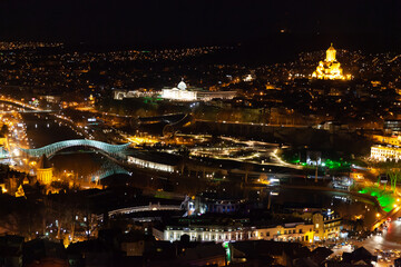 Panoramic view of Tbilisi at night, Georgia
